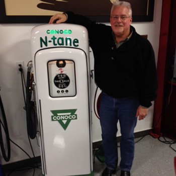 1950's Martin & Schwartz 80 Script Top Conoco N-tane Gas Pump - Petroliana