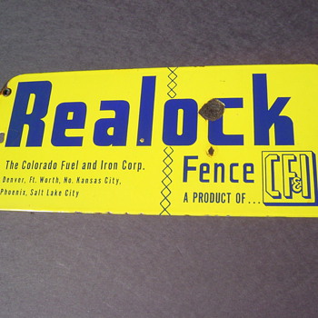 Realock CF&I Porcelain Fence Sign - Advertising