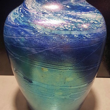 Large Lustre Series Art Glass Vase by Tom Stoenner - Art Glass