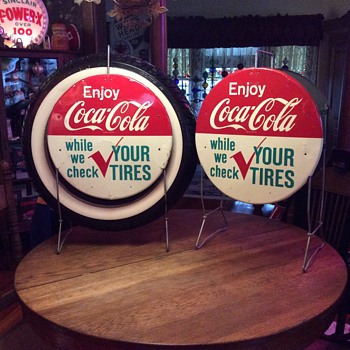Enjoy Coca-Cola while we check you tires stand...1960's - Coca-Cola