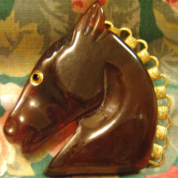 Bakelite Horse Brooch Ice Tea colored Beauty!