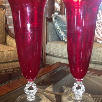Pair of Cambridge 14" Carmen vases