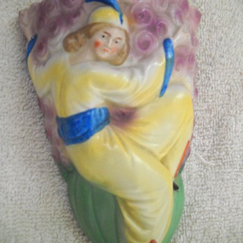 Old German Deco Lady Wall Pocket - Art Pottery