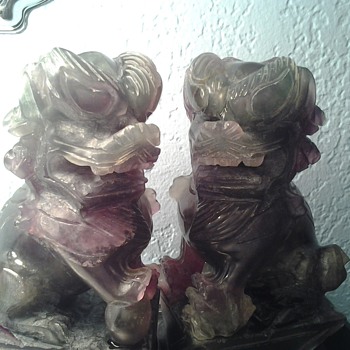 JADE OR AMETHYST FOO DOG'S - Asian