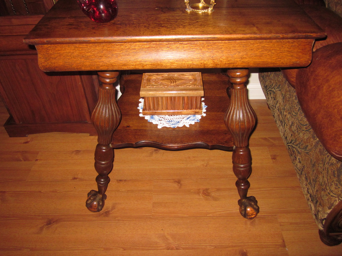 Large Ball and Claw Quarter Sawn Oak End Table Collectors Weekly