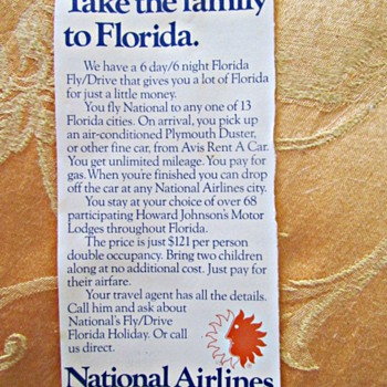 1975 National Airlines Ad for a Florida Vacation Package - Advertising