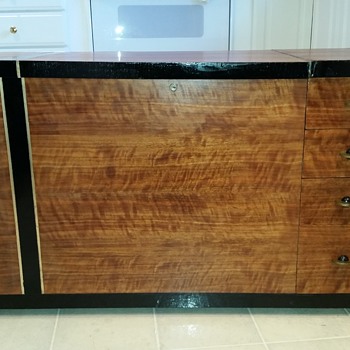 1916 Lane Chest/Box burl wood brass inlay large list of pantents Prototype?? - Furniture
