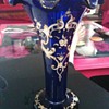 Victorian Blue Glass fine Enamelled Flute Vase