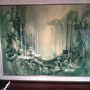 "Waterfront" 1968 by Frans Van Lamsweerde / Print on Canvas 33" x 41" / Oil ??