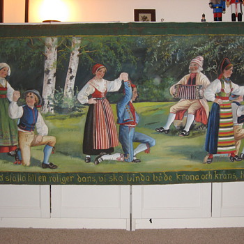 Swedish folk art banner paintings on canvas