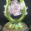 Bohemian Kralik Iridescent Green & Pink Floriform Art Glass Vase