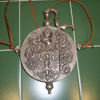 Early zinc antique powder flask - Outdoor Sports