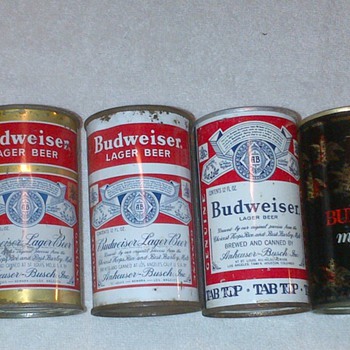 1936 to now Budweiser , Budwesier Mat Liquor and Bud Light Cans - Breweriana
