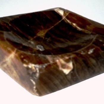 Brown Diamond Shaped Marble Ashtray - Tobacciana