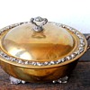 Ornate Metal Brass Covered Dish Marked, but don't know mark