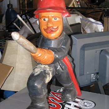 Wood Carved Fireman Statue - Firefighting