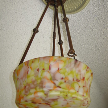 Czechoslovakia Mottled glass Shade Satin Finish Ruckl ? - Art Glass
