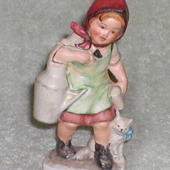 Friedel Figurine "Milk Maiden with Kitten" - Art Pottery