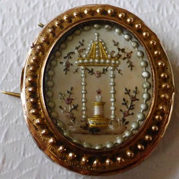 Antique Rose Gold 14ct Mother-on-pearl Mourning Pin/Brooch - Fine Jewelry