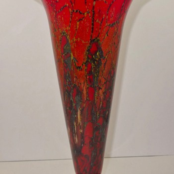 WMF Red Ikora Trumpet Vase 1930's. - Art Glass