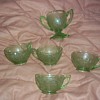 Four Green Cups with Sugar bowl and same design 