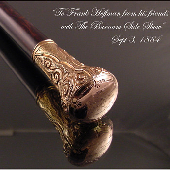 Gold walking stick P.T. Barnum's Circus 1884 - Victorian Era