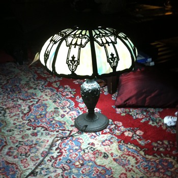 8 Panel Slag Glass Lamp - Lamps