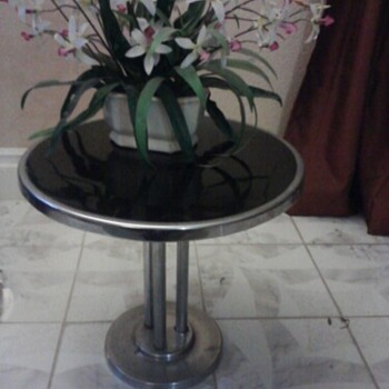 Art Deco Black and Chrome End Table - Art Deco