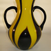 Art Deco Czechoslovakia Yellow Tango with  Amethyst Flame decor and applied  handles Kralik