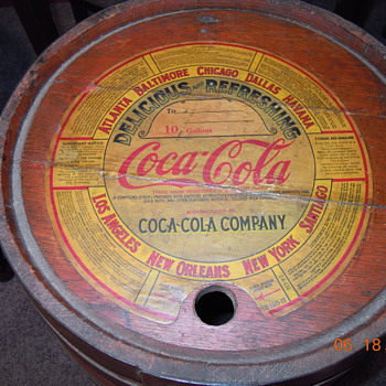 1930's Coca-Cola Wood Syrup Keg, Paper Label, Ten Gallon