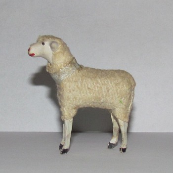 Antique German Nativity Sheep - Stick Leg - Christmas