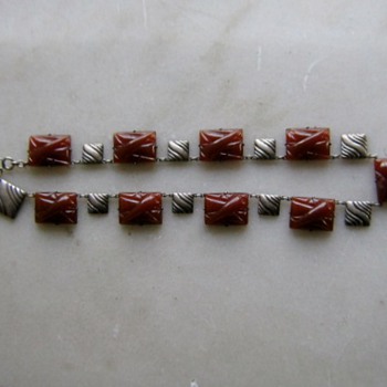 Pressed glass necklace - Costume Jewelry