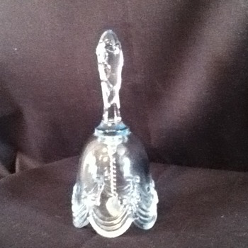 Very light blue ribbon waved glass Fenton bell - Art Glass
