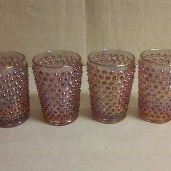 Set of 4 Fenton Dusty Rose Iridescent Hobnail Water Tumblers 