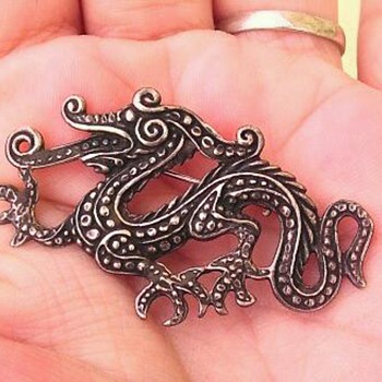 Sterling dragon brooch - Fine Jewelry