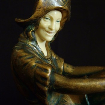 J B Hirsch, Uniquely Rare Lady Pirate Lamp Base, 1915-25 - Art Nouveau