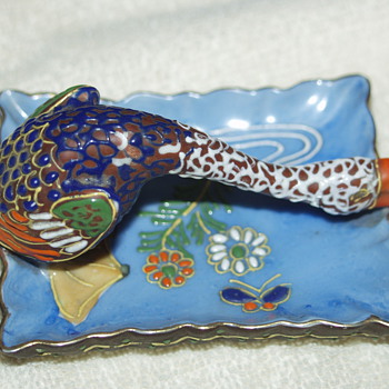 Antique Cloissone goose trinket tray