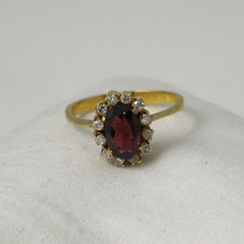 Oval Garnet and Diamond Ring - Fine Jewelry