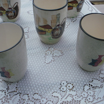 vintage unmarked glazed ceramic pitcher set?