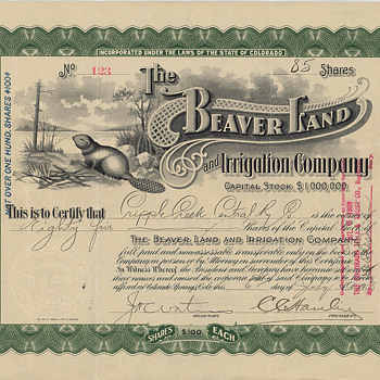 Beaver Land and Irrigation Company - One of my favorite vignettes! - US Paper Money