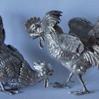 Silver Fighting Cockerels