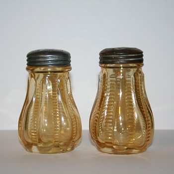 Carnival Glass Zipper Stitch Shakers - Glassware