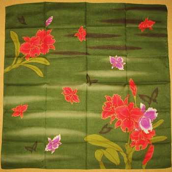 Japanese Green Dyed Black-Butterfly Handkerchief