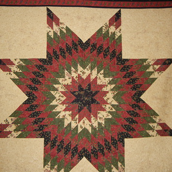 Lone Star Quilt with custom quilting - Folk Art