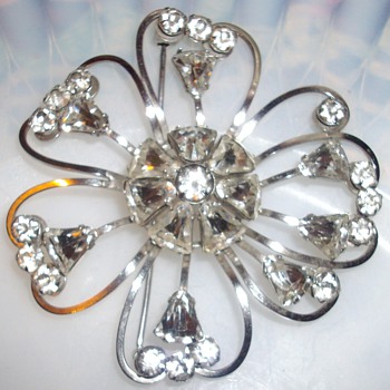 Unsigned rhinestone brooch.