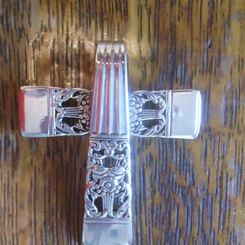 Home Made Sterling cross from Ster. Silverware? and not sterling stretch cheap but cute Religious bracelet! - Fine Jewelry