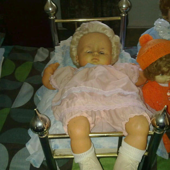 Dolls from 1950's one with her original bed - Dolls