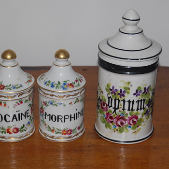 Limoges Apothecary Jars w/ Three Different Narcotics