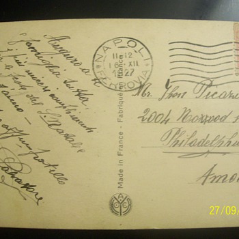 vintage postcard made in france -fabrique en france postmark 1927 - Postcards