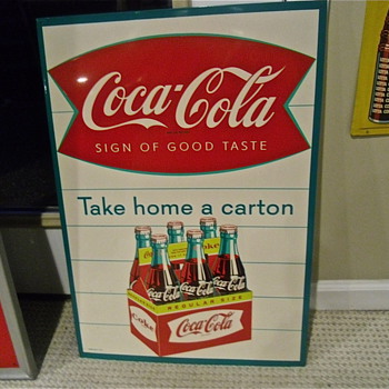 Early 1960s Sidewalk Six Pack "Take Home A Carton" Sign